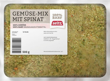 Produktbild von Seitz Gemüse-Mix Spinat Spezialfutter / Frostfutter für Hunde Sparpaket 24 x 500 Gramm