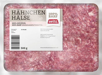 Produktbild von Seitz Hähnchenhälse gewolft Spezialfutter / Frostfutter für Hunde Sparpaket 24 x 500 Gramm