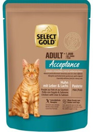 Produktbild von SELECT GOLD Adult Acceptance Huhn mit Leber & Lachs - 48 x 85 g