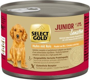 Produktbild von SELECT GOLD Nassfutter Hund Sensitive Junior Huhn und Reis - 24 x 200 g
