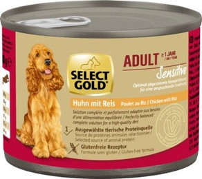 Produktbild von SELECT GOLD Sensitive Nassfutter Hund Adult Huhn mit Reis - 24 x 200 g