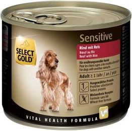 Produktbild von SELECT GOLD Sensitive Nassfutter Hund Adult Rind mit Reis - 6 x 200 g