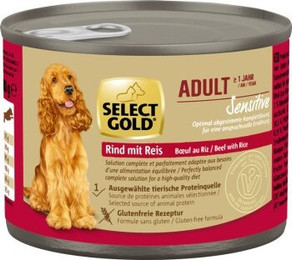 Produktbild von SELECT GOLD Sensitive Nassfutter Hund Adult Rind mit Reis - 24 x 200 g