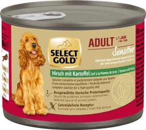 Produktbild von SELECT GOLD Sensitive Nassfutter Hund Hirsch mit Kartoffeln - 12 x 200 g