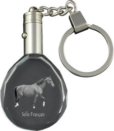 Produktbild von Selle Francais - pendant with a picture of a horse, crystal key ring in a gift box, unique gift by Art-Dog brand transparent