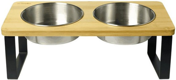 Sendez Futternapf Doppelnapf erhöht für Katzen und Hunde Edelstahl mit Ständer – Bild 1 von 3