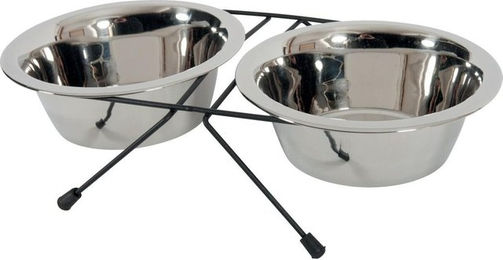Produktbild von Set aus 2 Edelstahlschüsseln mit Metallständer Zolux