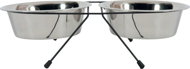 Produktbild von Set aus 2 Edelstahlschüsseln mit Metallständer Zolux