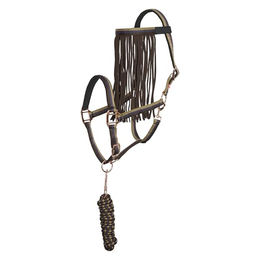Produktbild von Set aus Nylonhalfter und Führstrick für Pferde mit Fliegenstirnband Imperial Riding 1