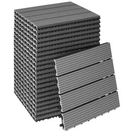 Produktbild von Set Terrassenfliesen Tegulas WPC Holzoptik grau