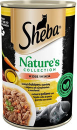 Produktbild von SHEBA 400 g Dose Nature's Collection: Nassvollnahrung für adulte Katzen mit Geflügel Cocktail mit Leber und Fischöl, garniert mit Karotten in Sauce
