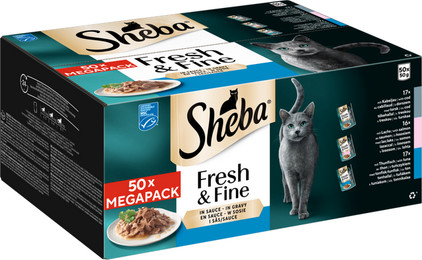 Produktbild von SHEBA CATCARE Pouch Wet Fresh & FINE Fish Chunks in Gravy Adult - 50 x 50 g