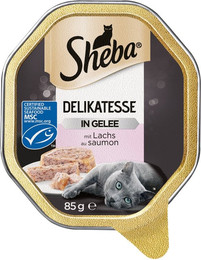 Produktbild von Sheba Delikatesse Gelee 85 Gramm Katzennassfutter Sparpaket 44 x 85 Gramm Geschnetzeltes mit Lachs