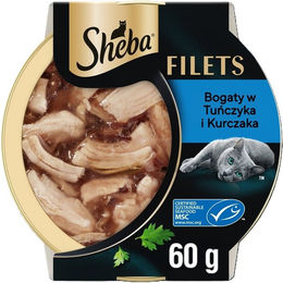Produktbild von SHEBA Filets Nassfutter mit Huhn und Thunfisch in Soße für Katzen 60 g