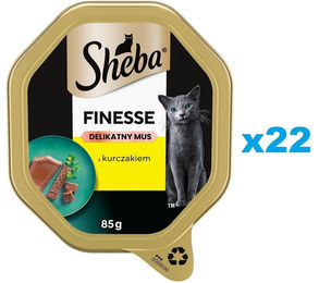 Produktbild von SHEBA Finesse Nassvollnahrung für adulte Katzen mit Huhn in Pastete - 22 x 85 g