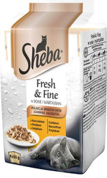 Produktbild von SHEBA Fresh &amp; Fine 6x50g: Nassvollnahrung für adulte Katzen mit Huhn und Truthahn in Sauce