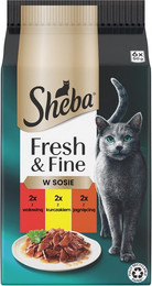 Produktbild von SHEBA Fresh & Fine Feuchtfutter für Katzen mit Rind, Huhn, Lamm - 6 x 50 g