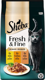 Produktbild von Sheba Fresh & Fine Frischebeutel Huhn, Truthahn & Ente in Sauce - 6 x 50 g
