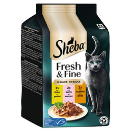 Produktbild von Sheba Fresh & Fine Nassfutter Huhn, Lachs & Truthahn in Sauce - 6 x 50 g