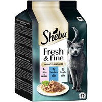 Produktbild von Sheba Fresh & Fine Nassfutter Katze Adult in Sauce Lachs, Thunfisch und Forelle - 36 x 50 g
