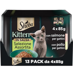 Produktbild von Sheba Kitten Nassfutter mit Lachs und Huhn - 52 x 85 g