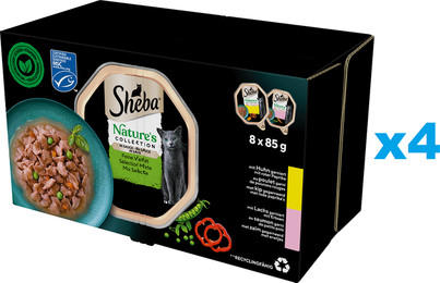 Produktbild von SHEBA Nature’s Collection Nassfutter für Katzen mit Huhn oder Lachs in Sauce - 32 x 85 g