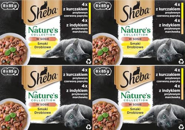 Produktbild von Sheba Nature's Collection Nassfutter mit Huhn und Truthahn in Sauce für adulte Katzen - 32 x 85 g