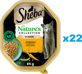 Produktbild von Sheba Nature's Collection Nassfutter mit Truthahn und Karotte in Sauce für adulte Katzen - 22 x 85 g
