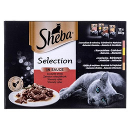 Produktbild von Sheba Selection Nassfutter für adulte Katzen mit Huhn, Rind, Lamm, Ente und Truthahn - 12 x 85 g