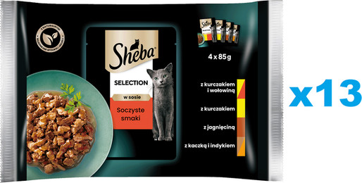 Produktbild von SHEBA Selection Nassfutter mit Huhn, Rind, Lamm, Ente, Pute für adulte Katzen - 52 x 85 g
