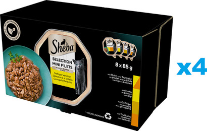 Produktbild von SHEBA Selection Nassfutter mit Huhn und Truthahn für adulte Katzen - 32 x 85 g