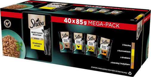 Produktbild von Sheba Selection Select Slices Poultry Flavours Katzennassfutter - 40 x 85 g
