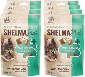 Produktbild von Shelma Anti-Hairball mit Huhn & Heidelbeeren - 8 x 60 g