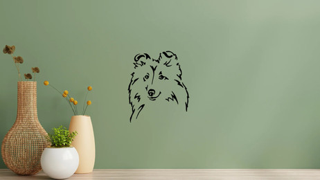 Produktbild von Sheltie Shetland Sheepdog Kopf Wandtattoo Wandbild Wandsticker Wandaufkleber Wanddekoration