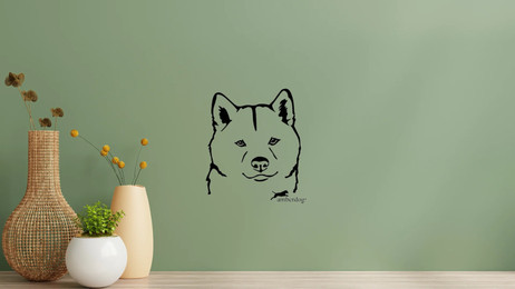 Produktbild von Shiba Inu Sheepdog Kopf Wandtattoo Wandbild Wandsticker Wandaufkleber Wanddekoration