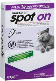 Produktbild von Shield On Zeckenschutzmittel Spot On für Katzen - 5 x 2 ml
