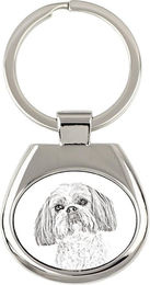 Produktbild von Shih Tzu, Chrysanthemum Dog - keychain with a dog, keychain with a print, personalized pendant from the Art-Dog brand silber