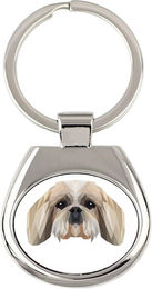 Produktbild von Shih Tzu Schlüsselanhänger mit Foto und Schriftzug Art-Dog weiß