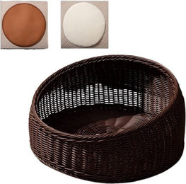 Produktbild von SIKAINI Tierbett Runde Katzenhöhle in Rattan-Optik,