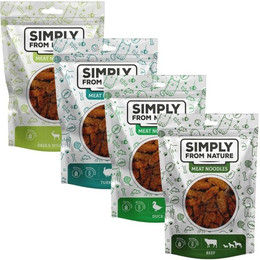 Produktbild von SIMPLY FROM NATURE Fleischnudeln Gemischte Geschmacksrichtungen für Hunde 4x80 g