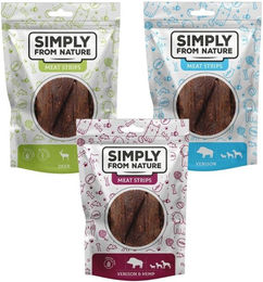 Produktbild von SIMPLY FROM NATURE Fleischstreifen Gemischte Geschmacksrichtungen mit Wild ohne Geflügel - 3 x 80 g