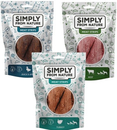 Produktbild von SIMPLY FROM NATURE Fleischstreifen Gemischte Geschmacksrichtungen Pute, Rind, Ente 3x80 g