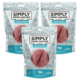 Produktbild von SIMPLY FROM NATURE Meat Strips Lamm und Reis für Hunde - 3 x 80 g