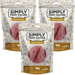 Produktbild von SIMPLY FROM NATURE Meat Strips Rindfleisch und Schwarzkümmel für Hunde - 3 x 80 g