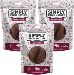 Produktbild von SIMPLY FROM NATURE Meat Strips Wild und Hanf für Hunde - 3 x 80 g