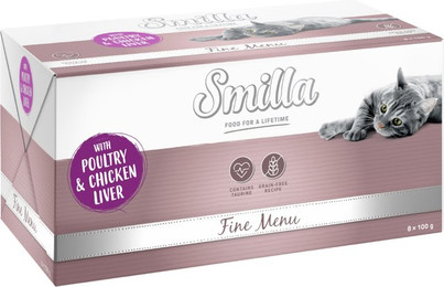 Produktbild von Smilla Fine Menu Geflügel & Hühnerleber Katzenfutter - 8 x 100 g