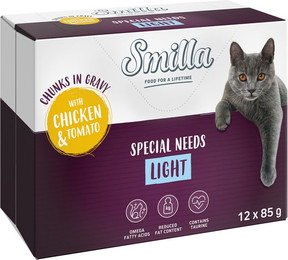 Produktbild von Smilla Frischebeutel Adult Light Häppchen in Sauce mit Gemüse - Huhn und Tomate - 12 x 85 g