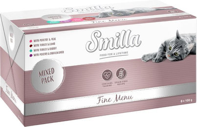 Produktbild von Smilla Katzenfutter nass Probiermix Schale Fine Menu - 8 x 100 g