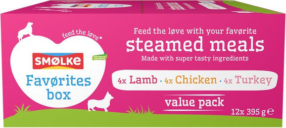 Produktbild von Smølke Steamed Meals Favoriten-Mix Nassfutter für Hunde - 12 x 395 g