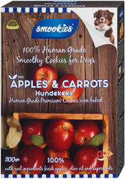 Produktbild von smookies Apfel & Karotte, 200g, ein Keks, den Hunde lieben!, Ergänzungsfuttermittel für: Hunde